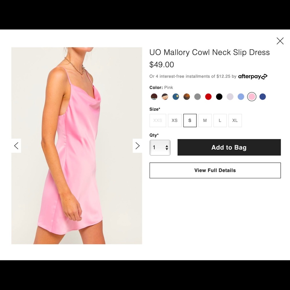 PINK UO MALLORY COWL NECK SLIP DRESS